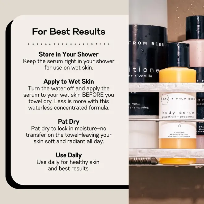 The manufacturer's own instruction card for the Body Serum